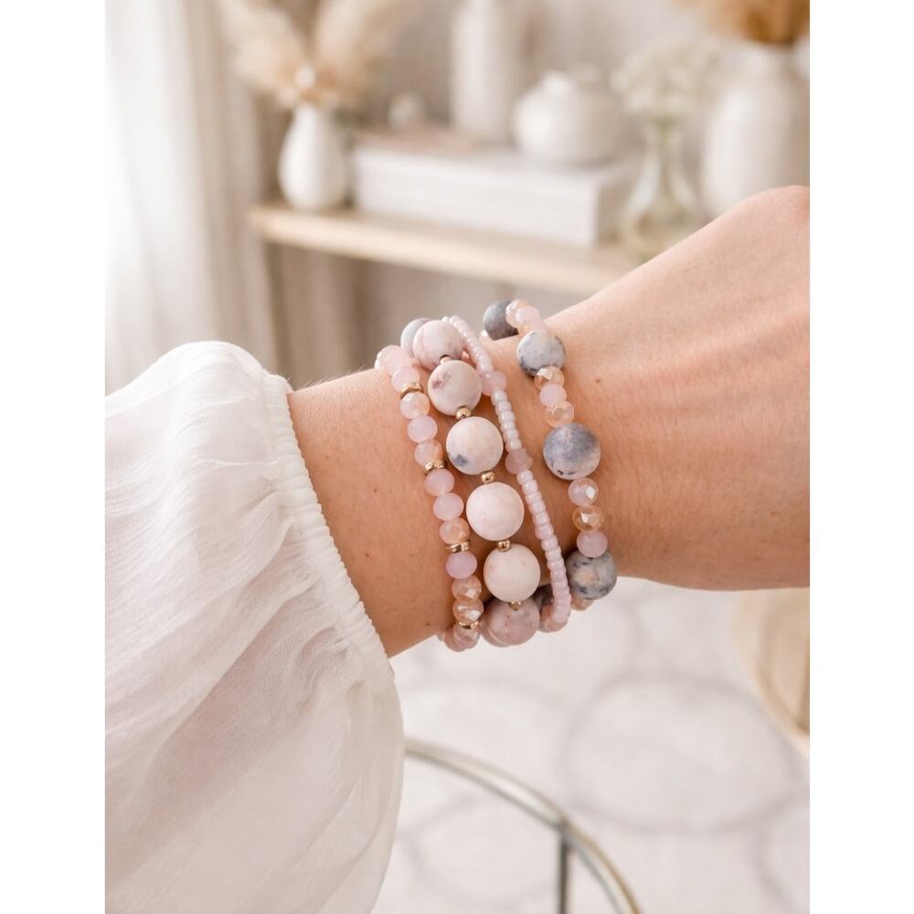 Pomina Pink Semi Precious Stone Beaded Bracelet New